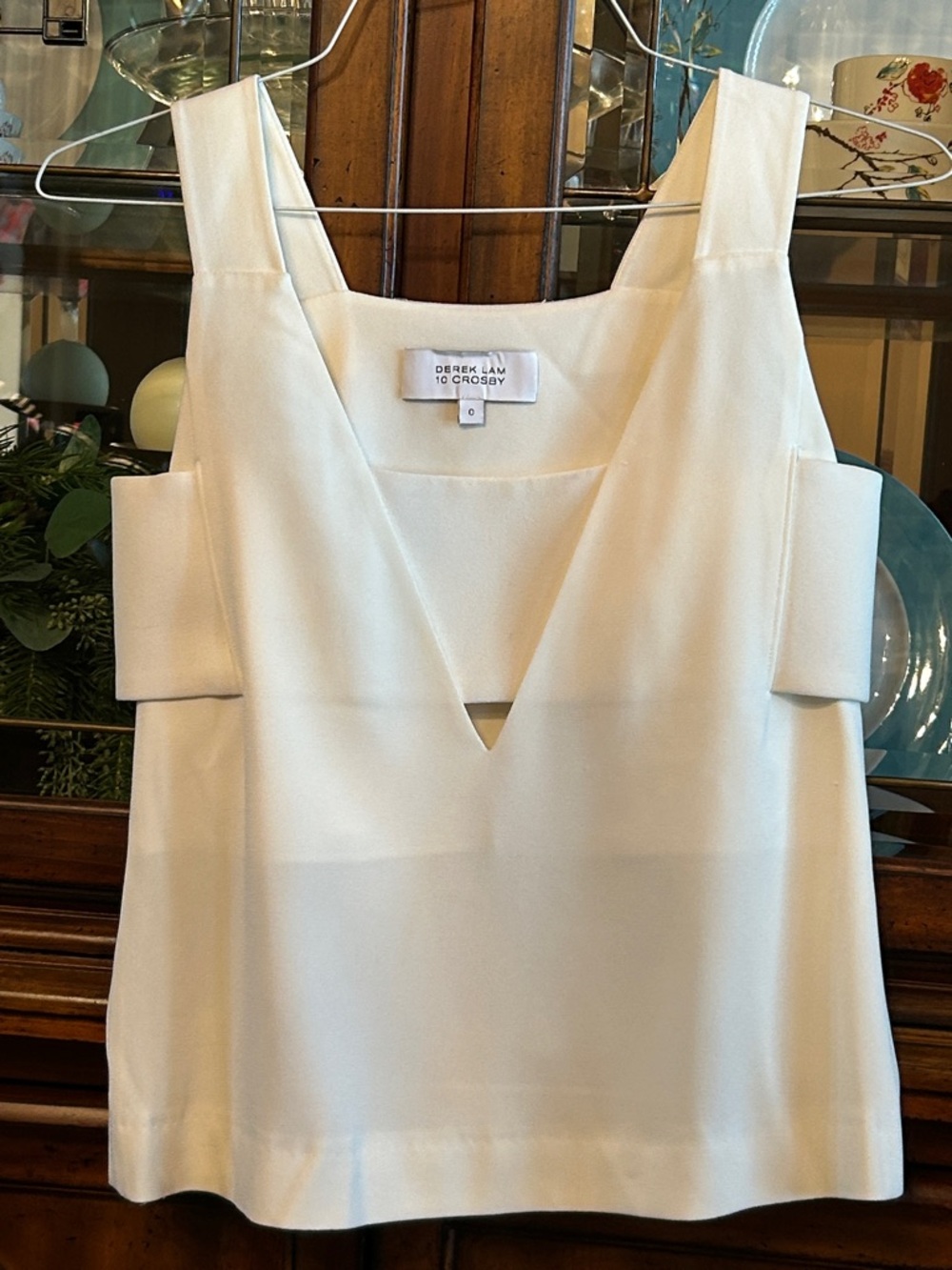 10 Crosby Derek Lam Ivory Square V-Neck Tank
